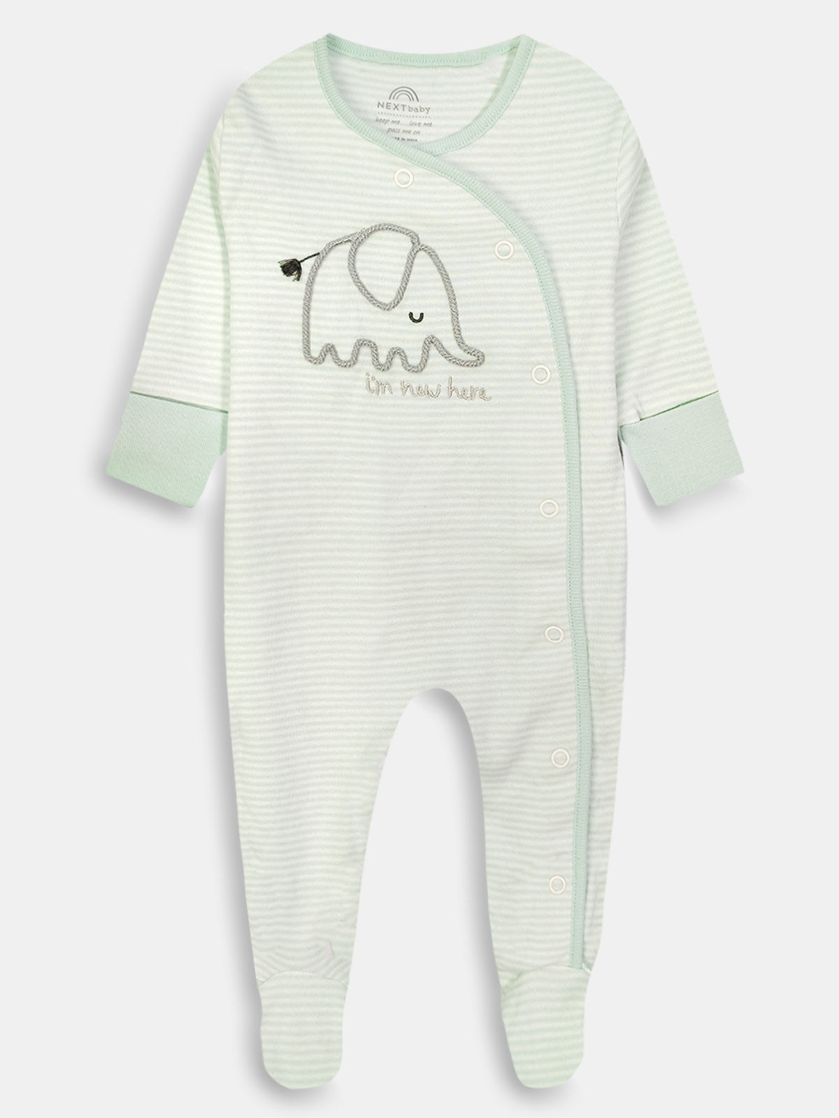 Baby Green Striped Sleepsuit