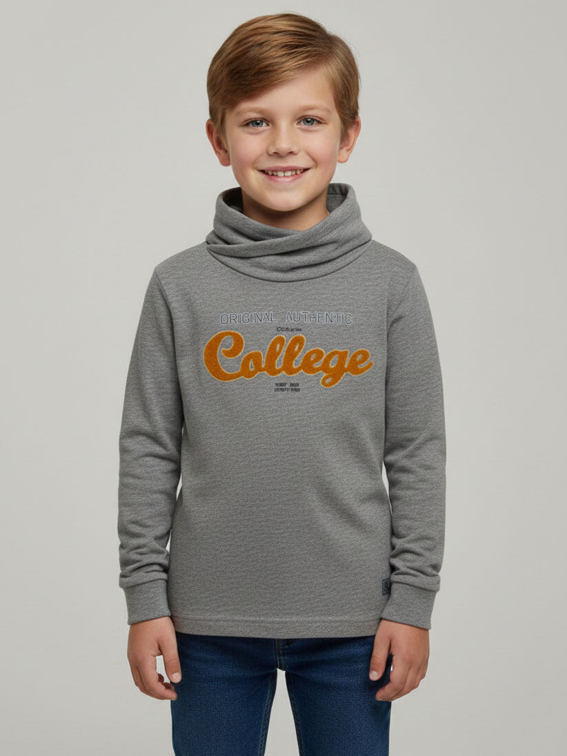 Boys Cowl Neck Sweatshirt Grey Melange