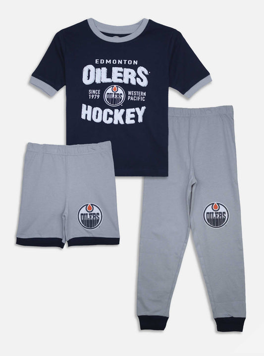 Boys 3 Pcs Lounge Wear Set Navy Grey Melange