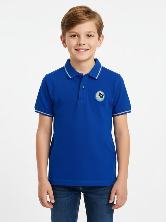 Boys Applique Royal Collar T Shirt