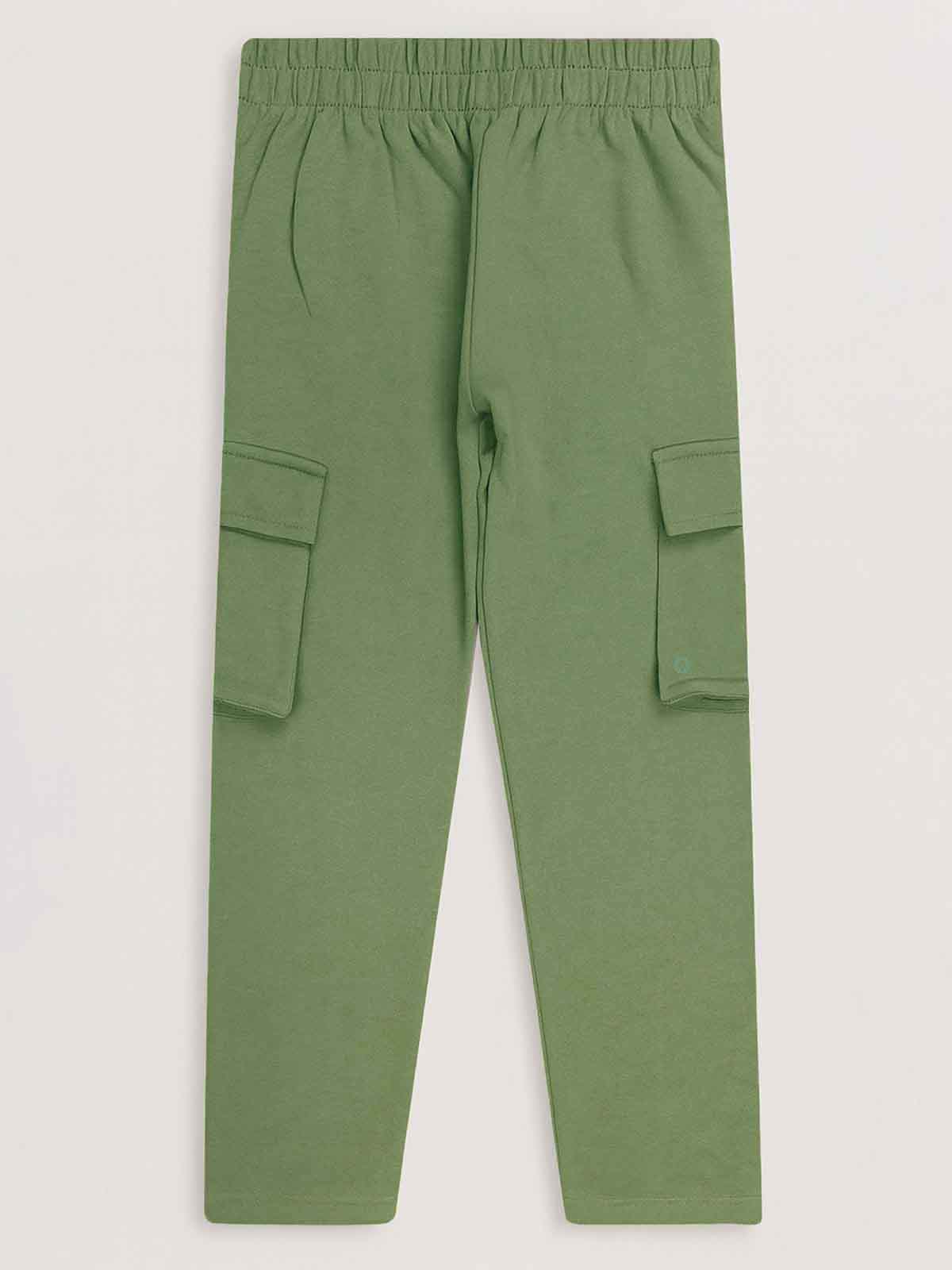 Boys Green Cargo Track Pant