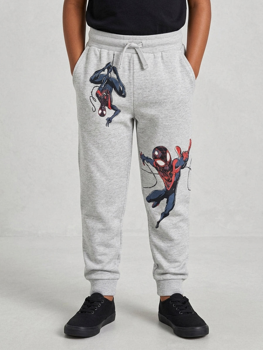 Boys Printed Fleece Grey Jogger