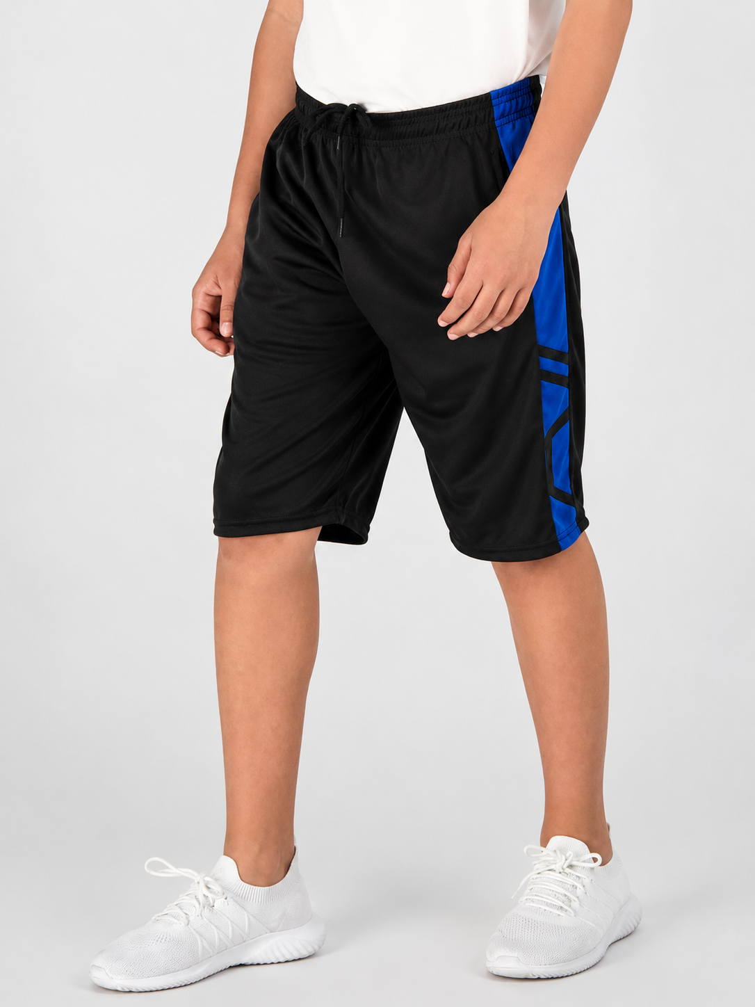 Mens Polyester Dry-Fit Black-Blue Shorts