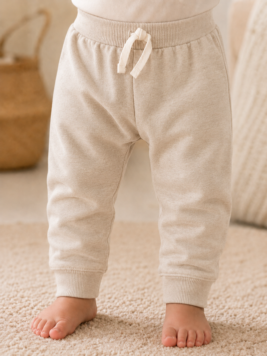Baby Boys French Terry Ecru Pant