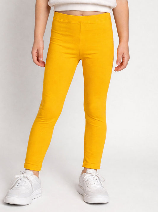 Girls Stretch Leggings Mustard