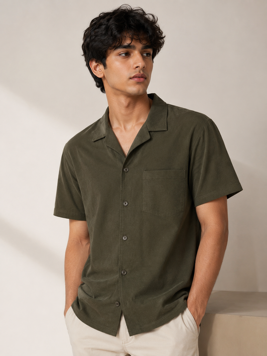 Mens Knit Olive Shirt