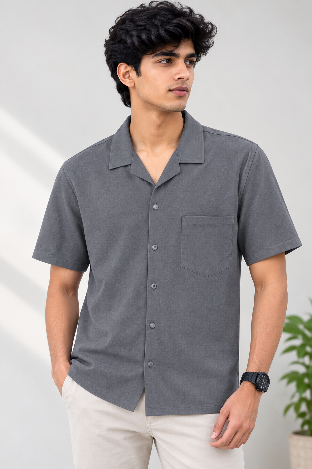 Mens Knit Grey Shirt