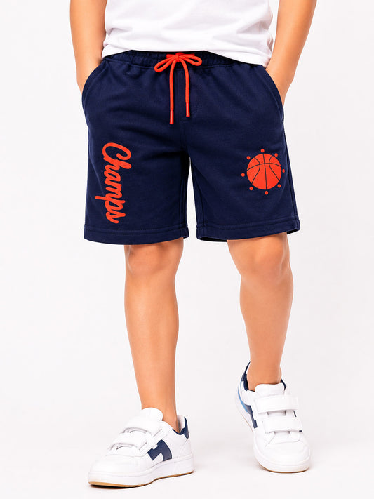 Boys Fleece Knit Navy Shorts