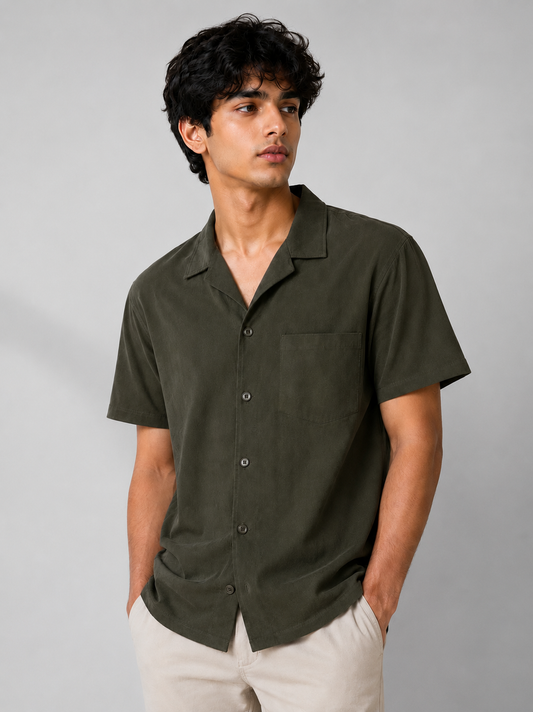 Mens Knit Olive Shirt