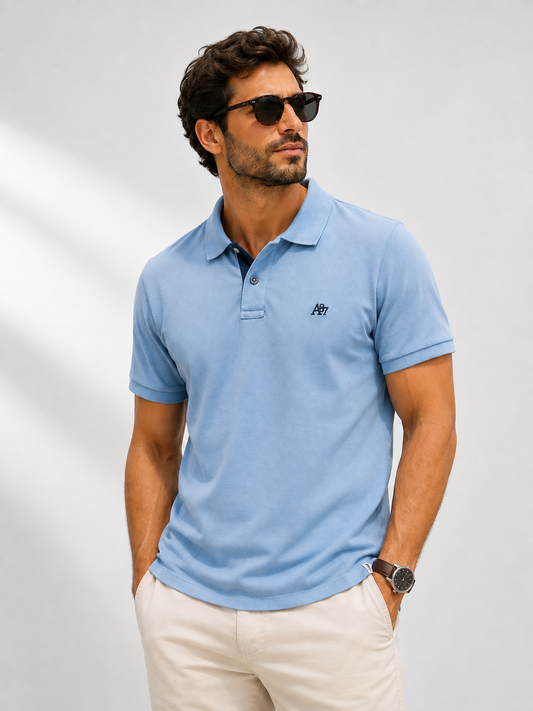 Mens Collar T Shirt Blue