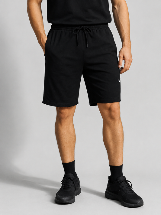 Mens French Terry Black Shorts