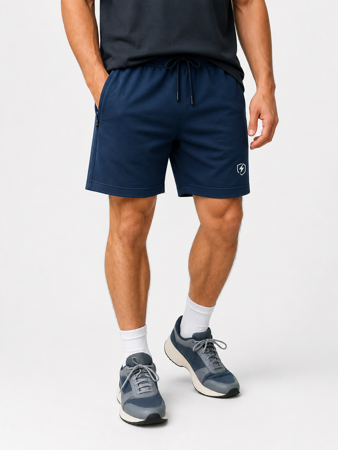 Mens French Terry Shorts Navy Melange