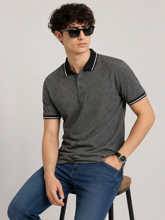 Mens Grindled Yarn Polo