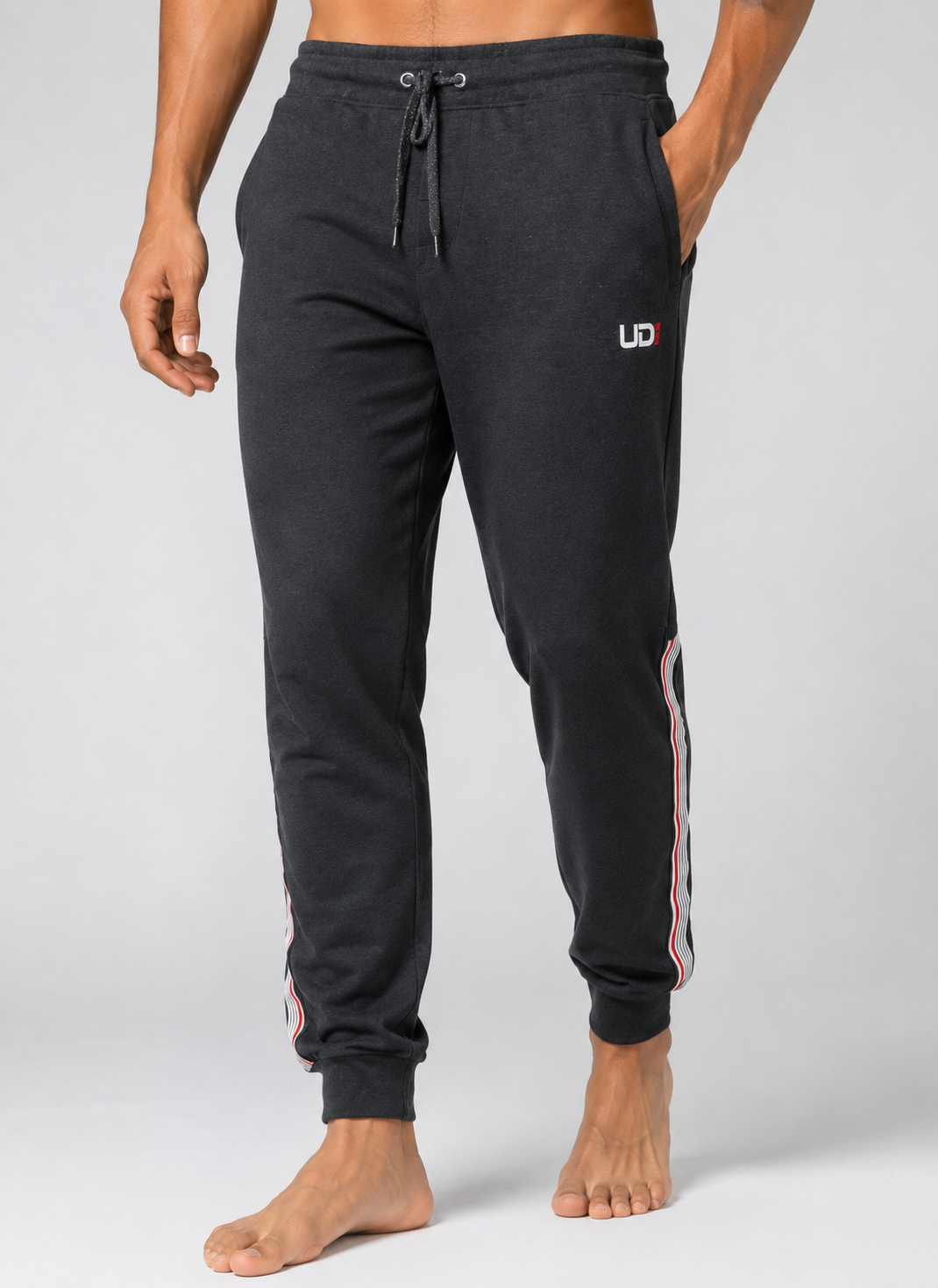 Mens French Terry Joggers Twill Tape Trim