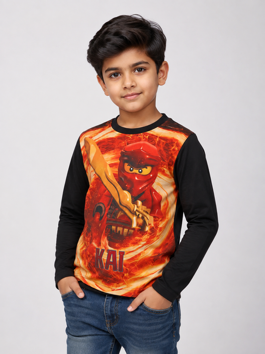 Boys Sublimation Printed T Shirt Black
