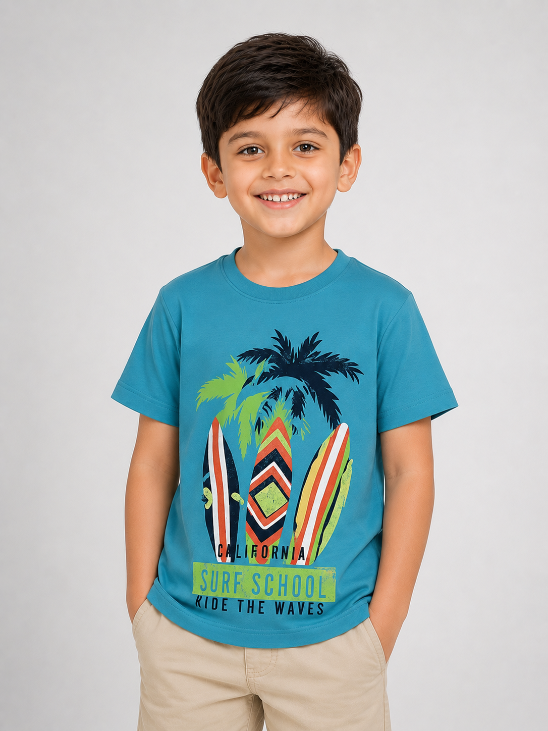 Boys Sequin T Shirt Turquoise