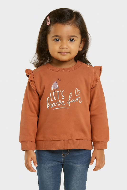 Baby Girls Brown Pullover Sweatshirt
