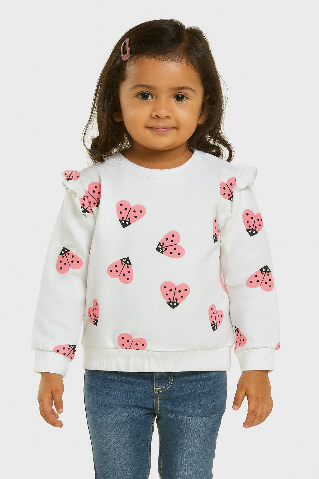 Baby Girls White Pullover Sweatshirt