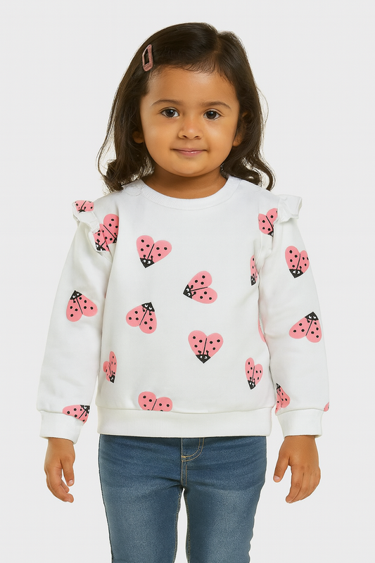 Baby Girls White Pullover Sweatshirt