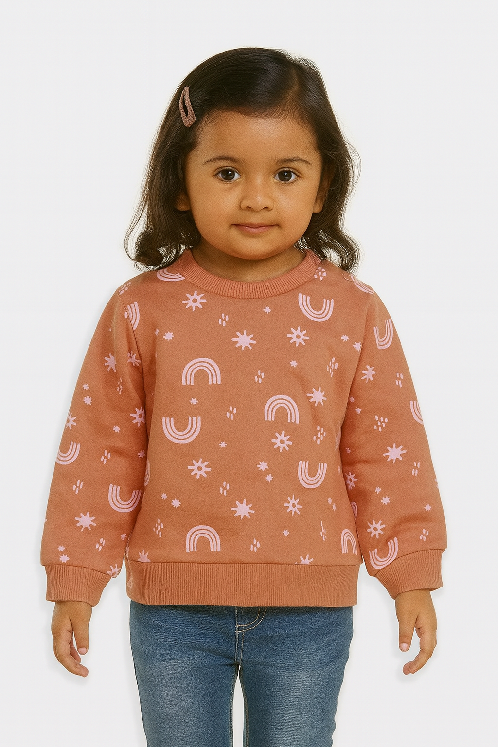 Baby Girls Light Orange Pullover Sweatshirt