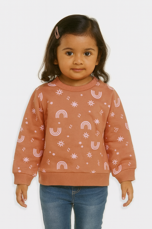 Baby Girls Light Orange Pullover Sweatshirt