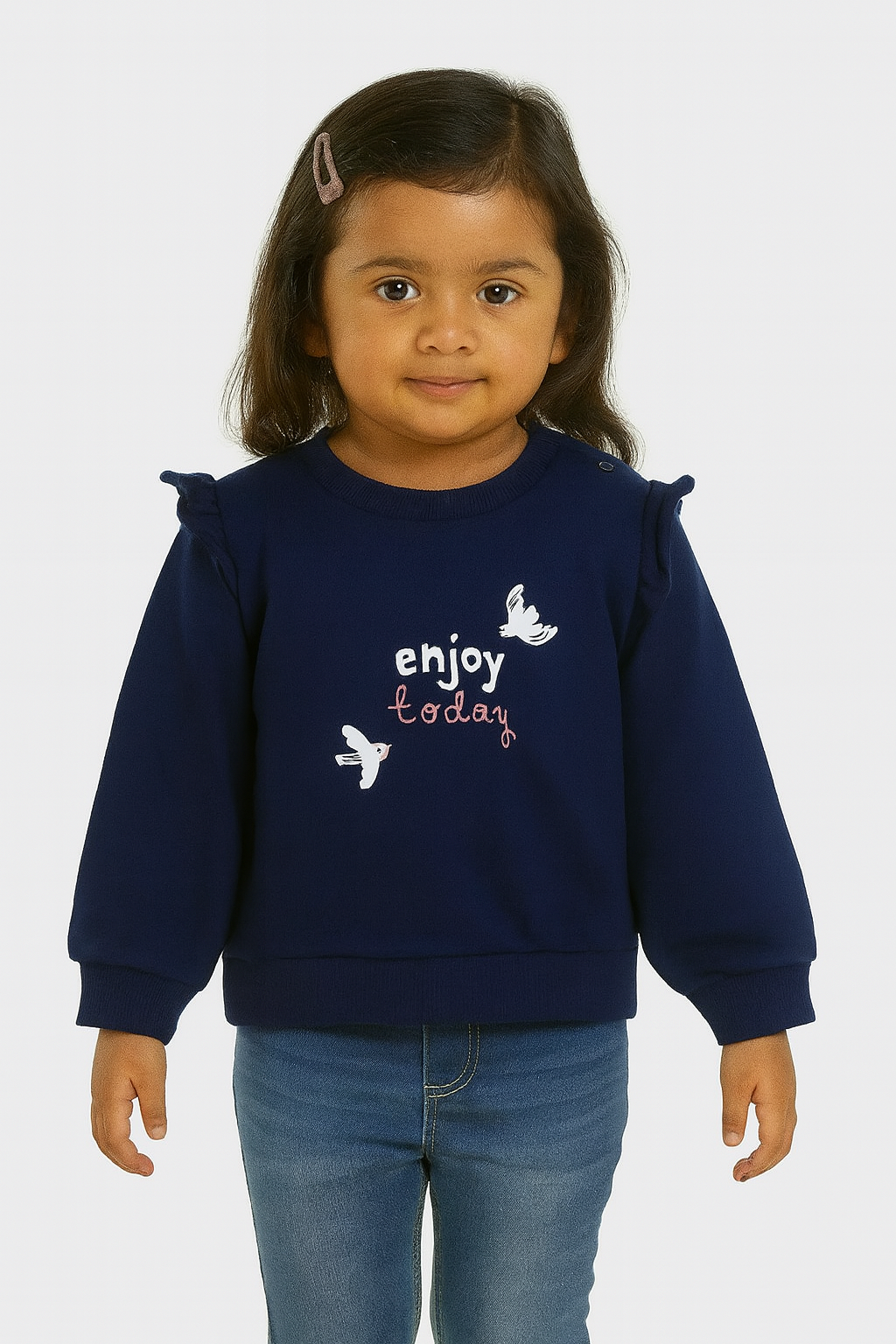 Baby Girls Navy Pullover Sweatshirt