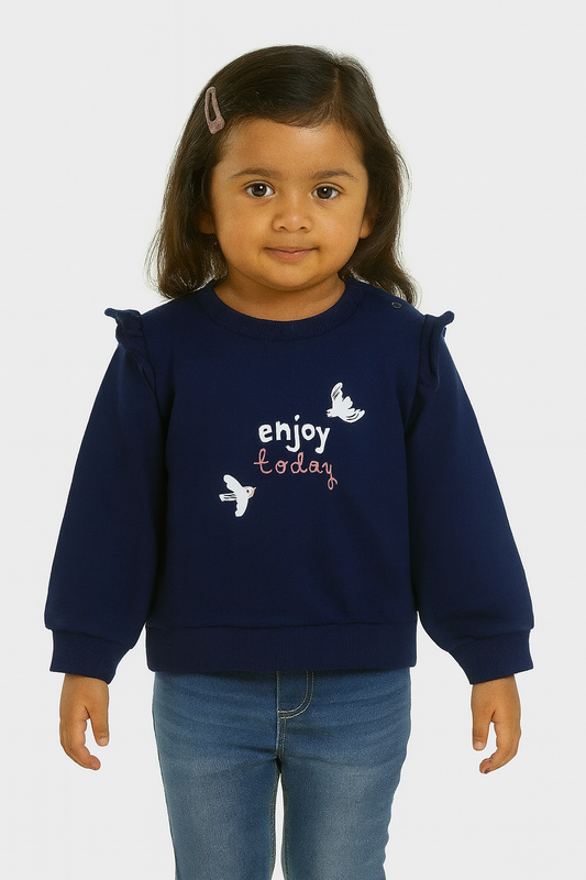 Baby Girls Navy Pullover Sweatshirt