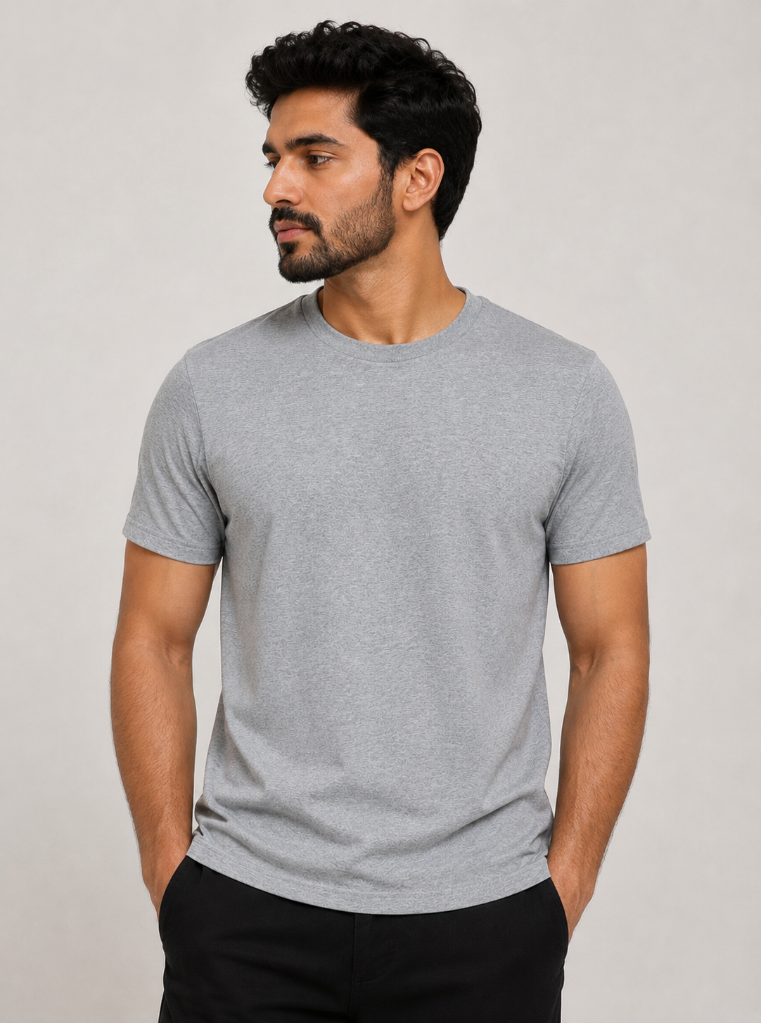 Crew Neck Undershirt | Grey Melange