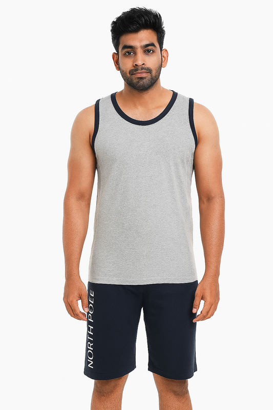 Mens Shorty Set Grey-Navy
