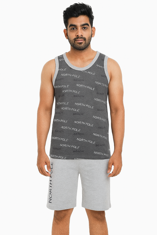 Mens Shorty Set Dark Grey Aop