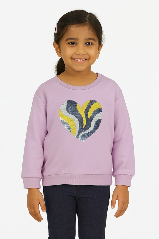 Girls Fleece Pullover Pink Sequin Sweatshirt