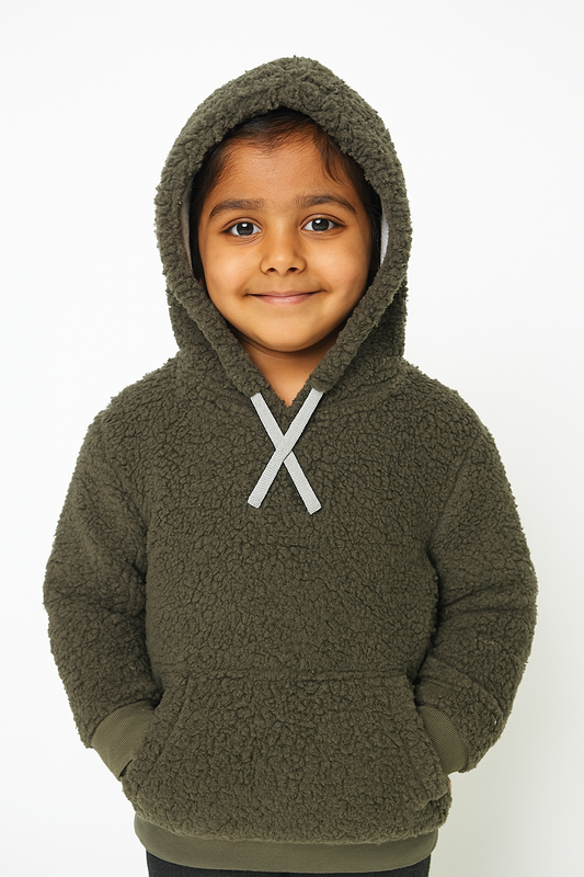 Girls Faux Fur Hooded Sweatshirt