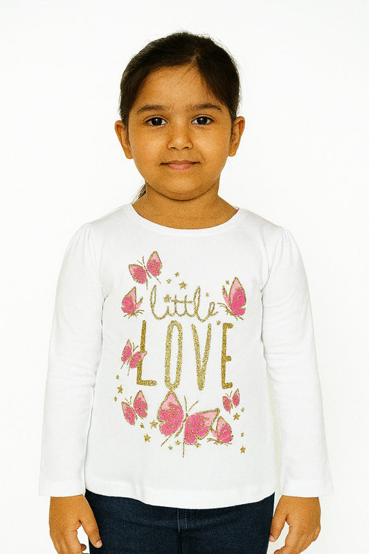 Girls Long sleeve Glitter Printed T Shirt