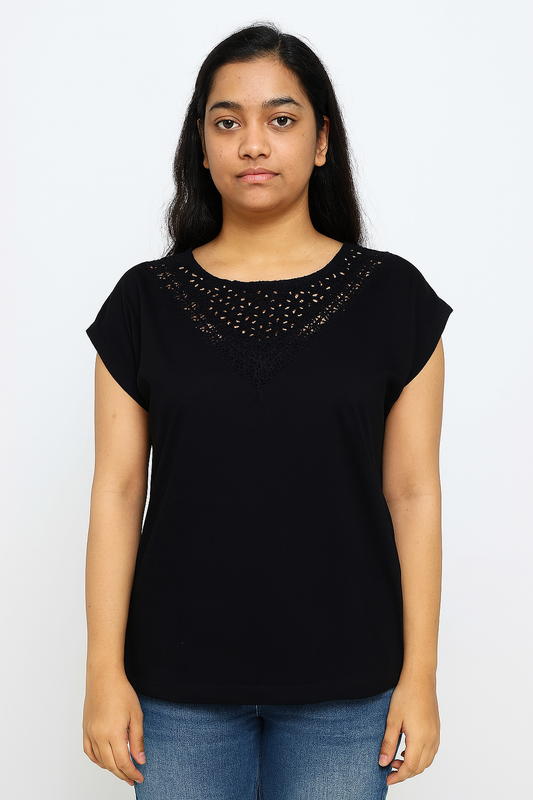 Ladies Crochet Black Top