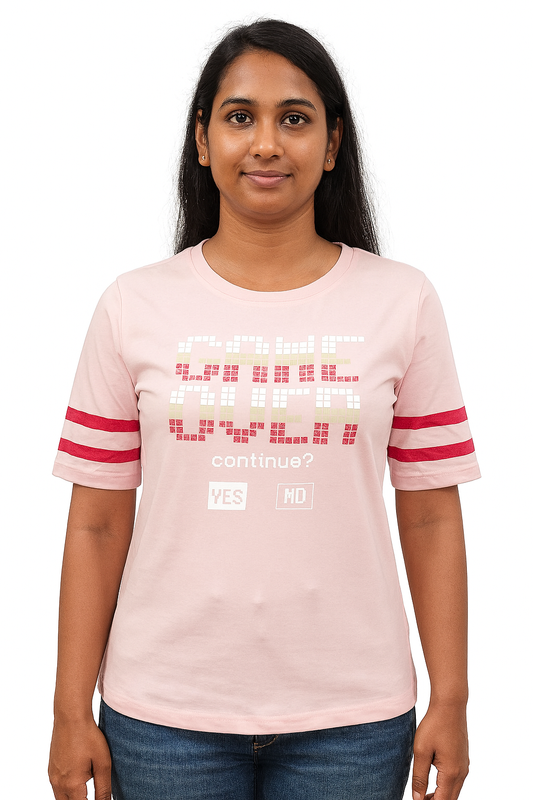 Ladies Printed Pink T Shirt