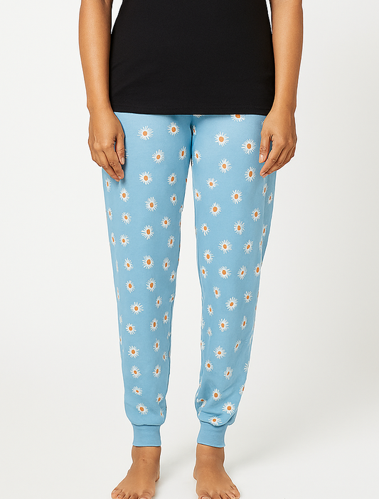 Ladies Printed Night Pant Blue