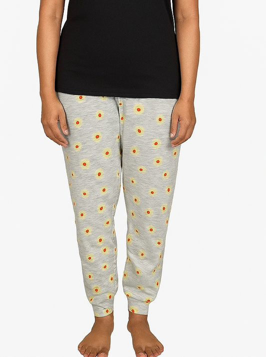 Ladies Printed Night Pant Grey Melange