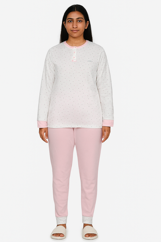 Ladies Printed Interlock Winter Pyjama Set Box Pack