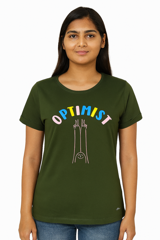 Ladies Printed Olive T Shirt