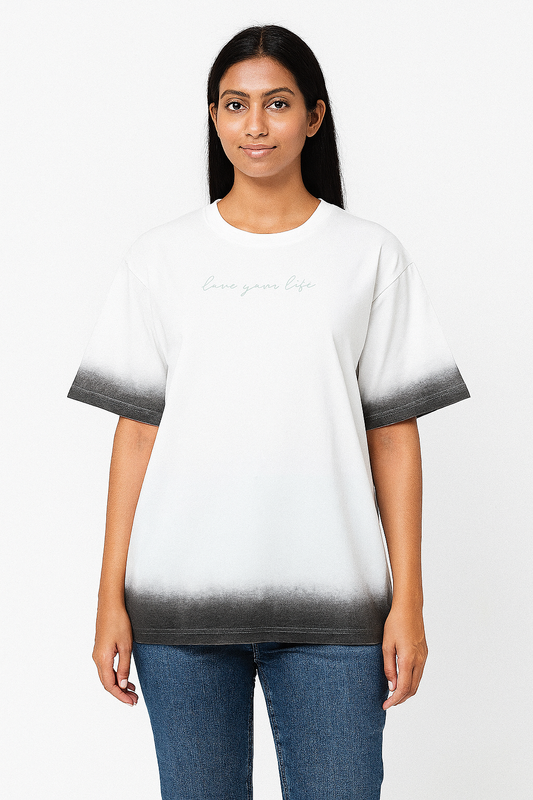 Ladies Dip Dyed Top With Embroidery