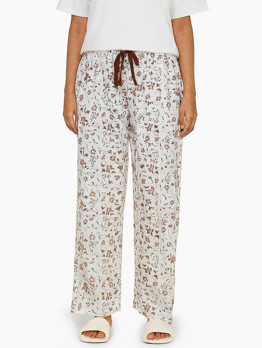 Ladies White Aop Lounge Pant