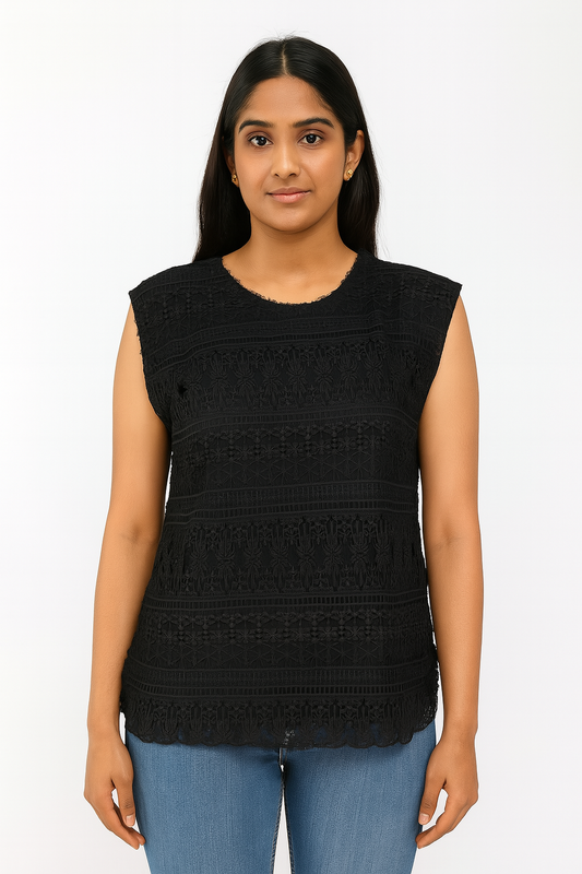 Ladies Crochet Top Black