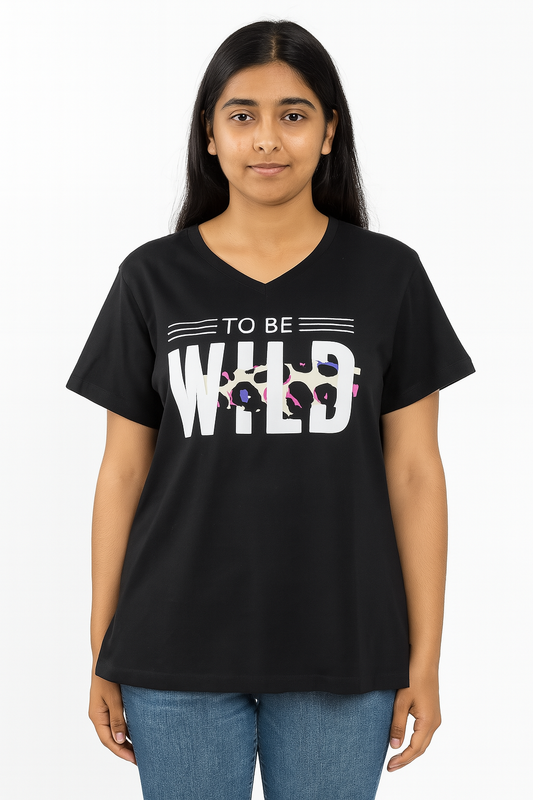 Ladies Printed T Shirt Black