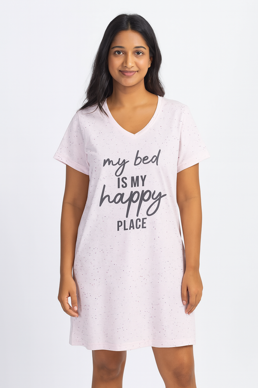 Ladies Pink Printed Neppy Nightshirt