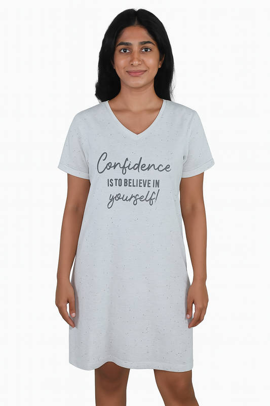 Ladies Grey Printed Neppy Nightshirt