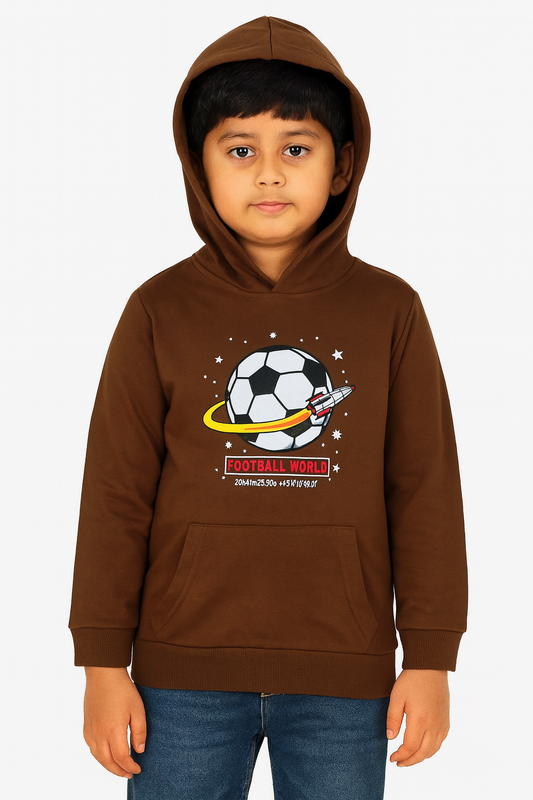 Boys Hooded Pullover Sweatshirt Brown