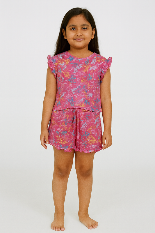 Girls Printed Shorty Set