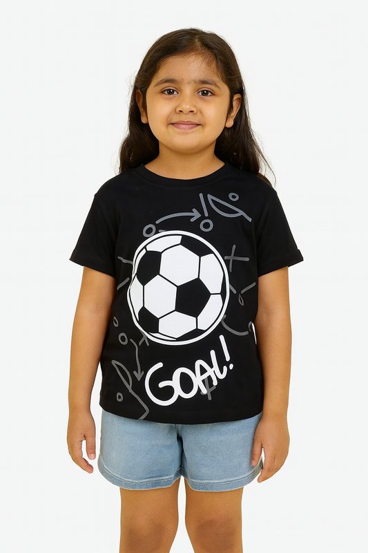 Girls Printed T Shirt Black