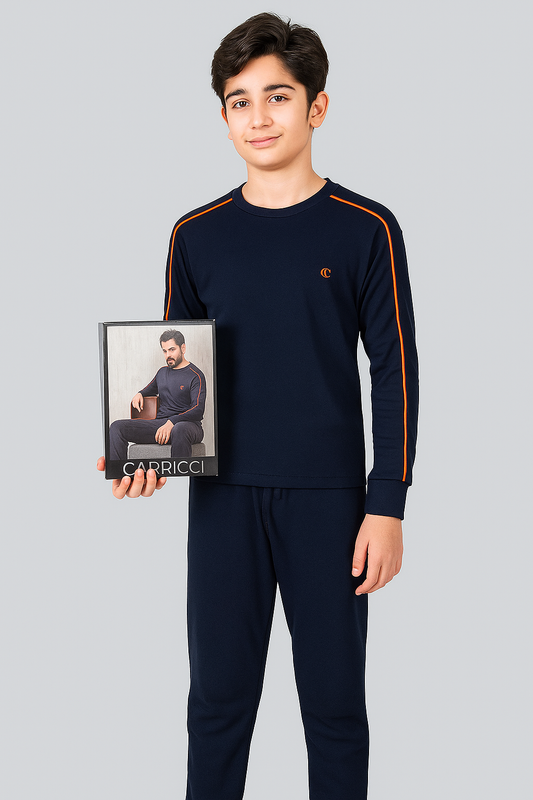 Boys Interlock Winter Navy Pyjama Set Box Pack