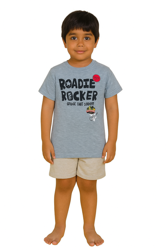 Boys Printed T Shirt Grey Melange